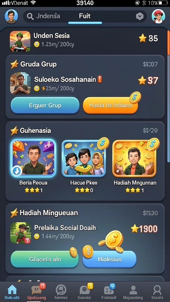 rebahin - Layar permainan dengan berbagai pilihan level yang menantang.